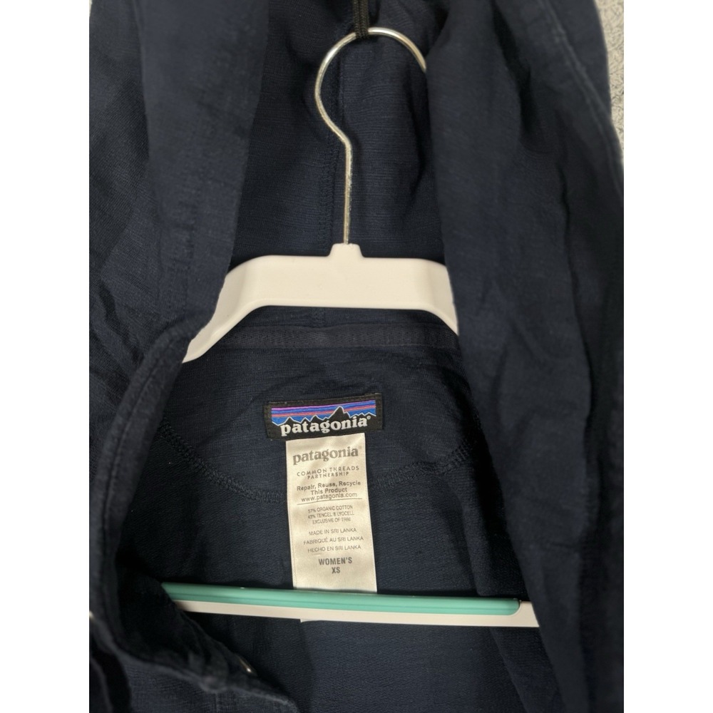 Patagonia Women's XS Necessity Terry Hooded Pullover Blue Organic Cotton Tencell - Picture 2 of 7